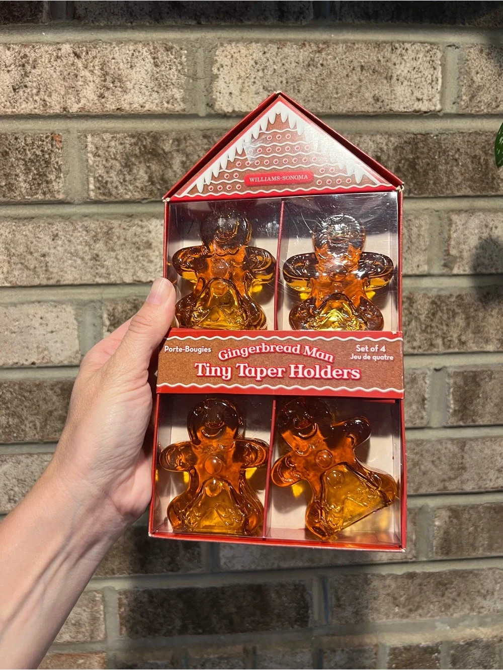 William Sonoma Gingerbread Man Tiny Taper Glass Holders